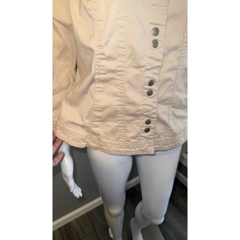 Westport 1962 Womens BEIGE DOUBLE Snap Button Chest Pockets Spring Jacket Large - Picture 2 of 9
